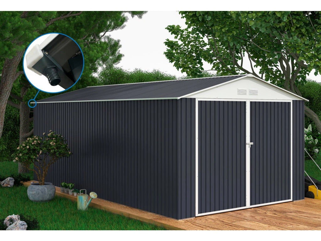 Garage in metallo "Houston" - 18,56 m² con grondaia - Antracite