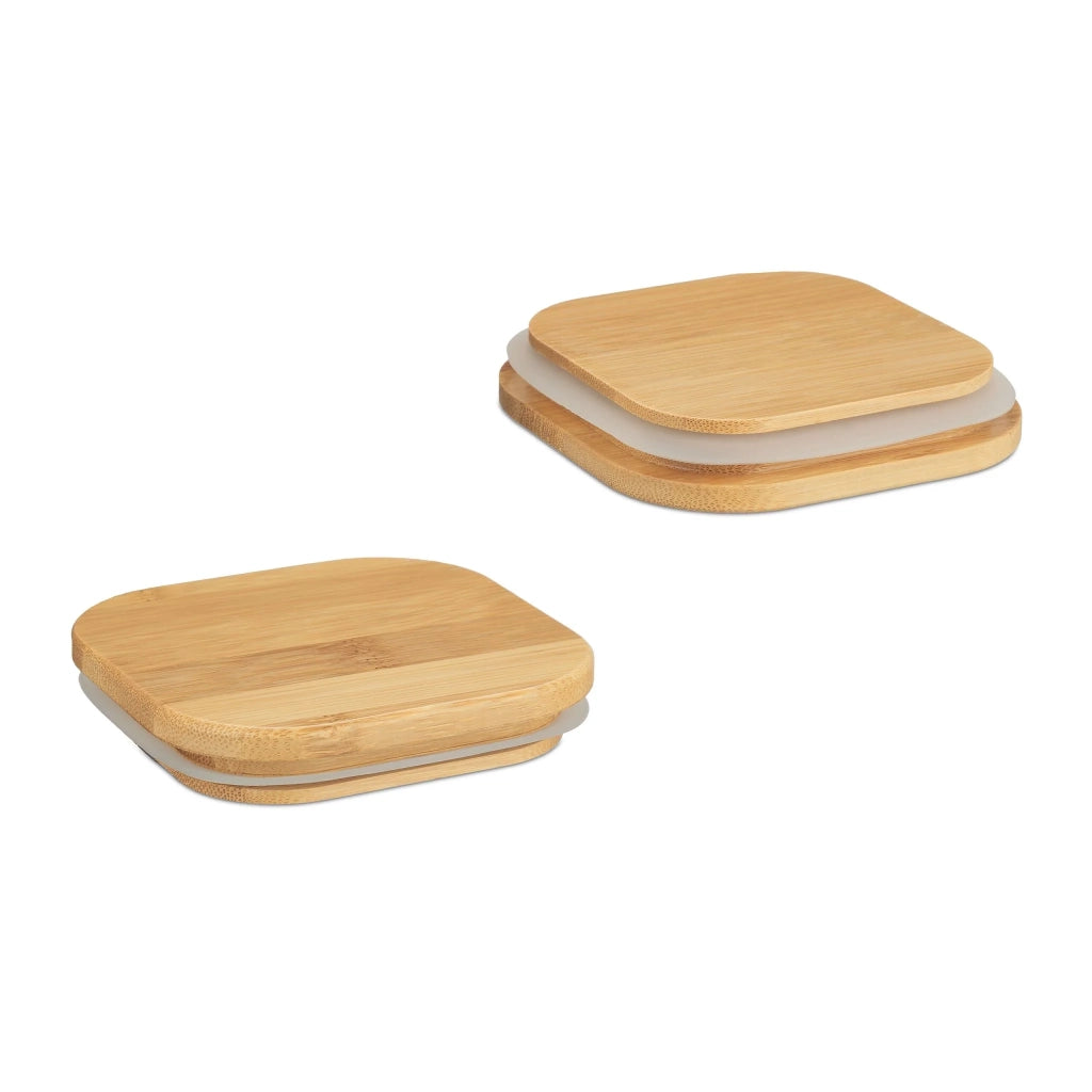 Set di 3 barattoli quadrati per la conservazione in cucina 12 x 12 x 15 cm ermetici design naturale in vetro trasparente 13_0013098