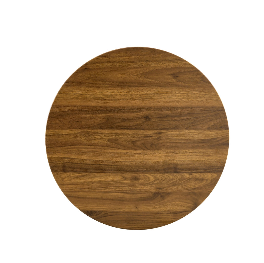 TAVOLO rotondo Mid-Century 72 cm MDF noce e metallo oro