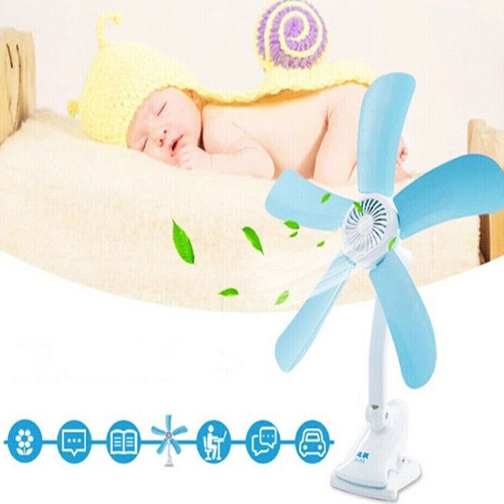 VENTILATORE A PINZA CON DOPPIO SNODO 5 PALE SCRIVANIA TAVOLO CASA UFFICIO HQ-599