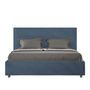BS COM Letto una piazza e mezza senza rete imbottito 130x200 microfibra blu