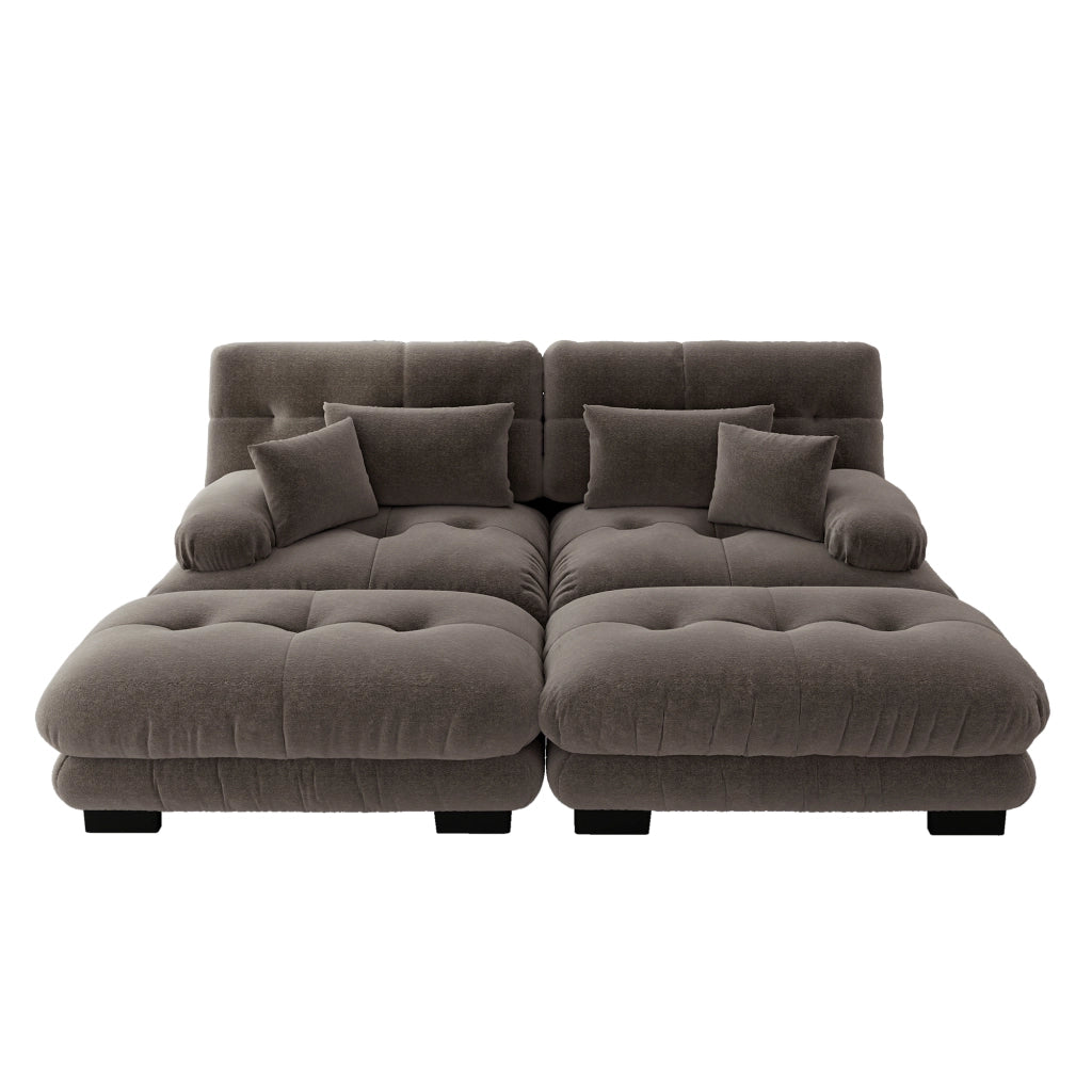 Divano Angolare Chenille con Ottomans e Cuscini ¨C MINIMAL ¨C Marrone