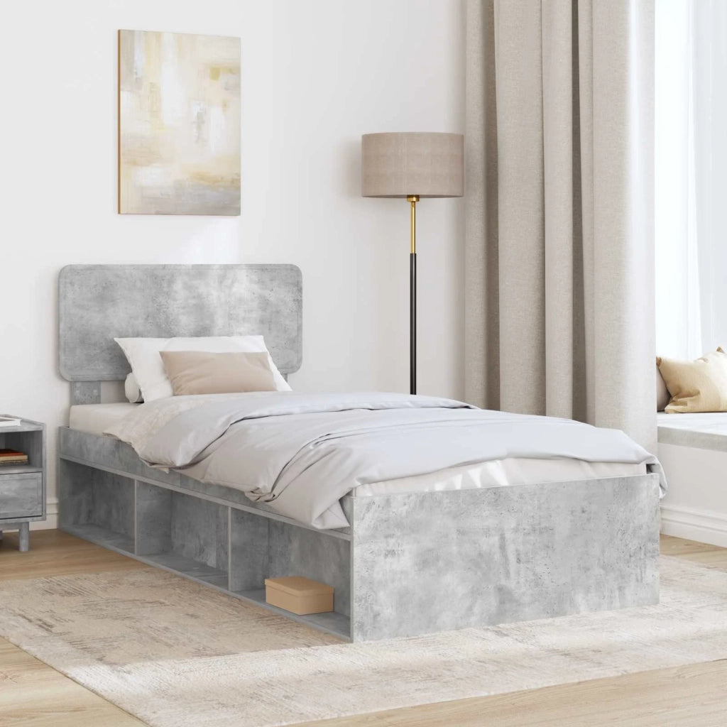 Letto singolo | Letto per adulti | Struttura del letto Grigio Concret¨¨ 75 x 190 cm Pino massello