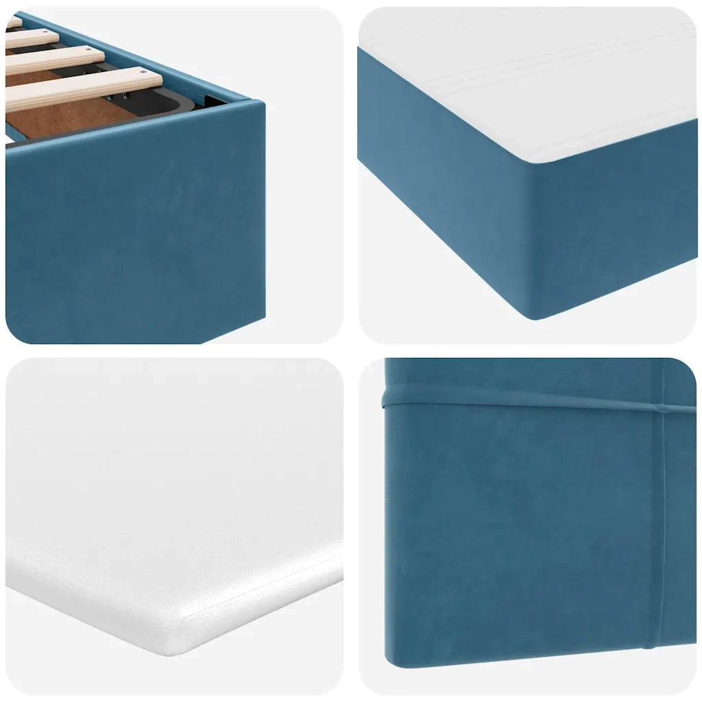 Letto con contenitore e LED Blu Scuro 200 x 200 cm Velluto