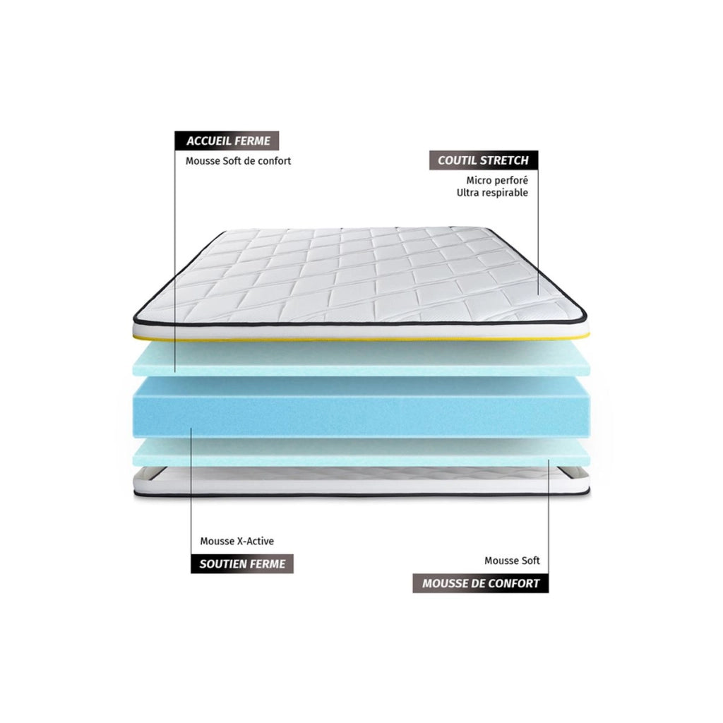 Kit rete e materasso SOFT 130x190cm - Foam HD - Molto rigido
