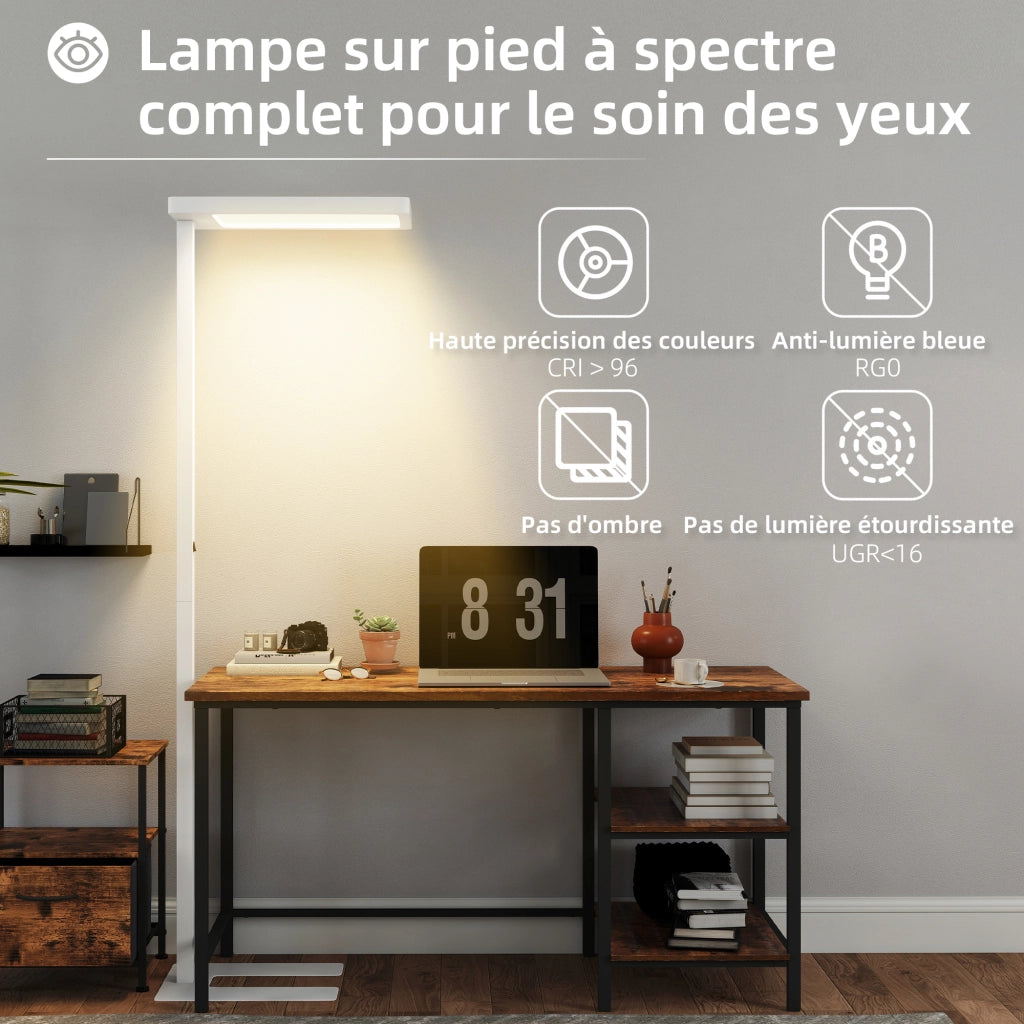 Lampada da Terra LED Dimmerabile - Xylo - Bianco 60x32x196cm con Telecomando