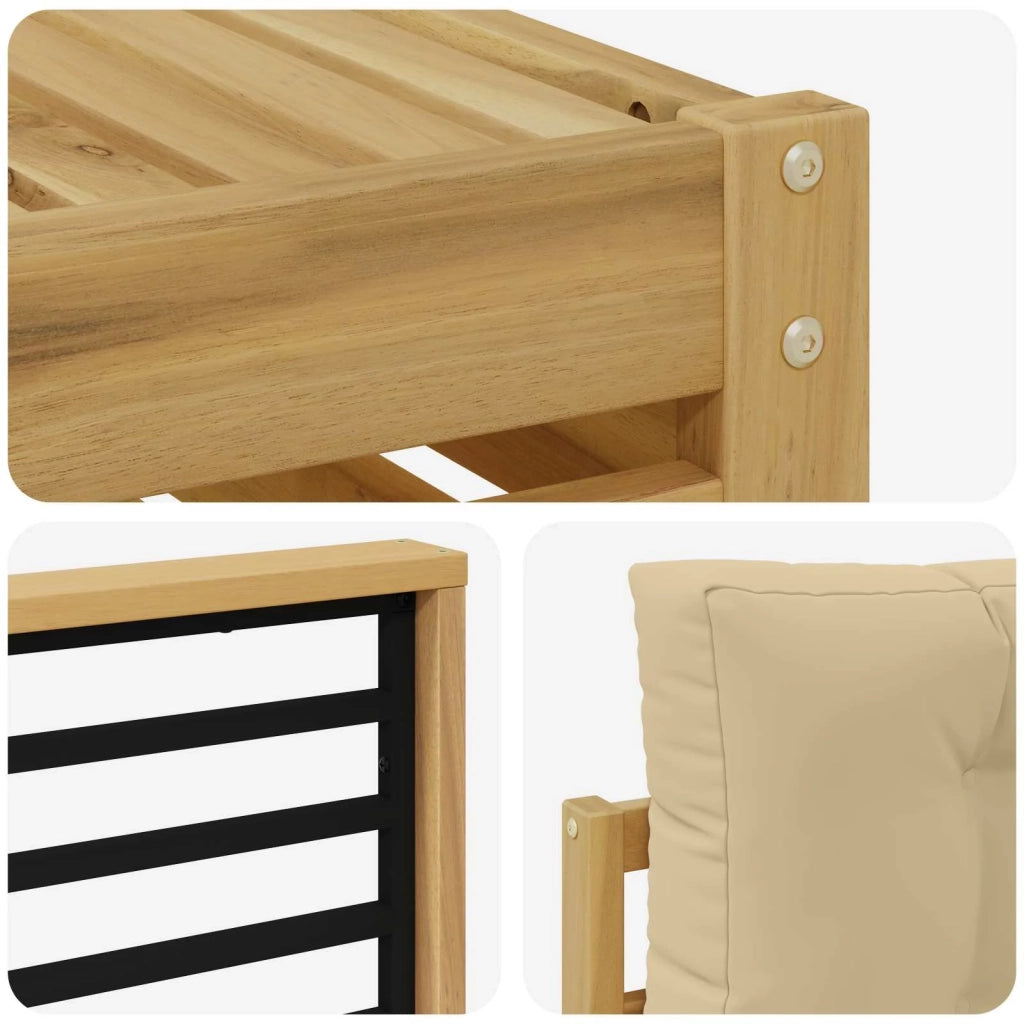 Set di divani da esterno 7 pz Bianco e Beige Poliestere 3390378