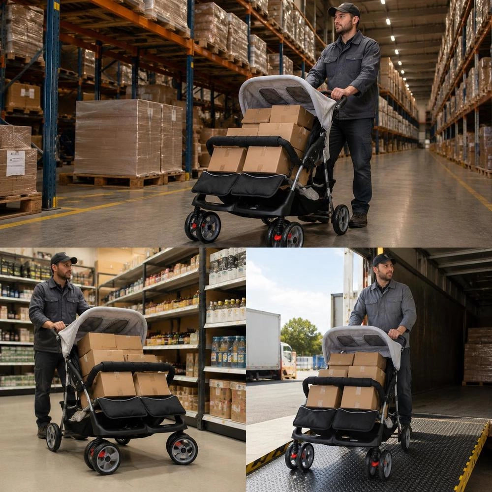 Twin Stroller Steel Grey And Black