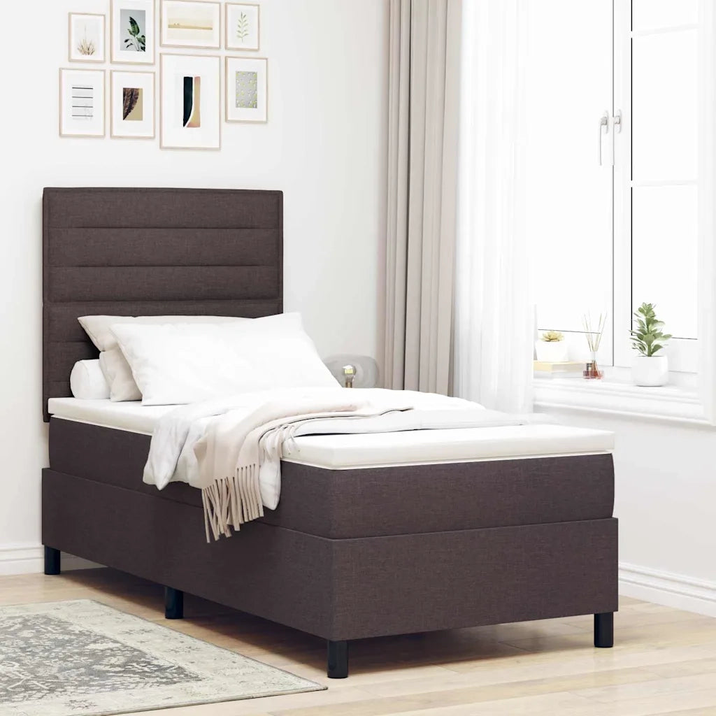 Letto a molle con materasso Marrone scuro 80 x 200 cm Tessuto