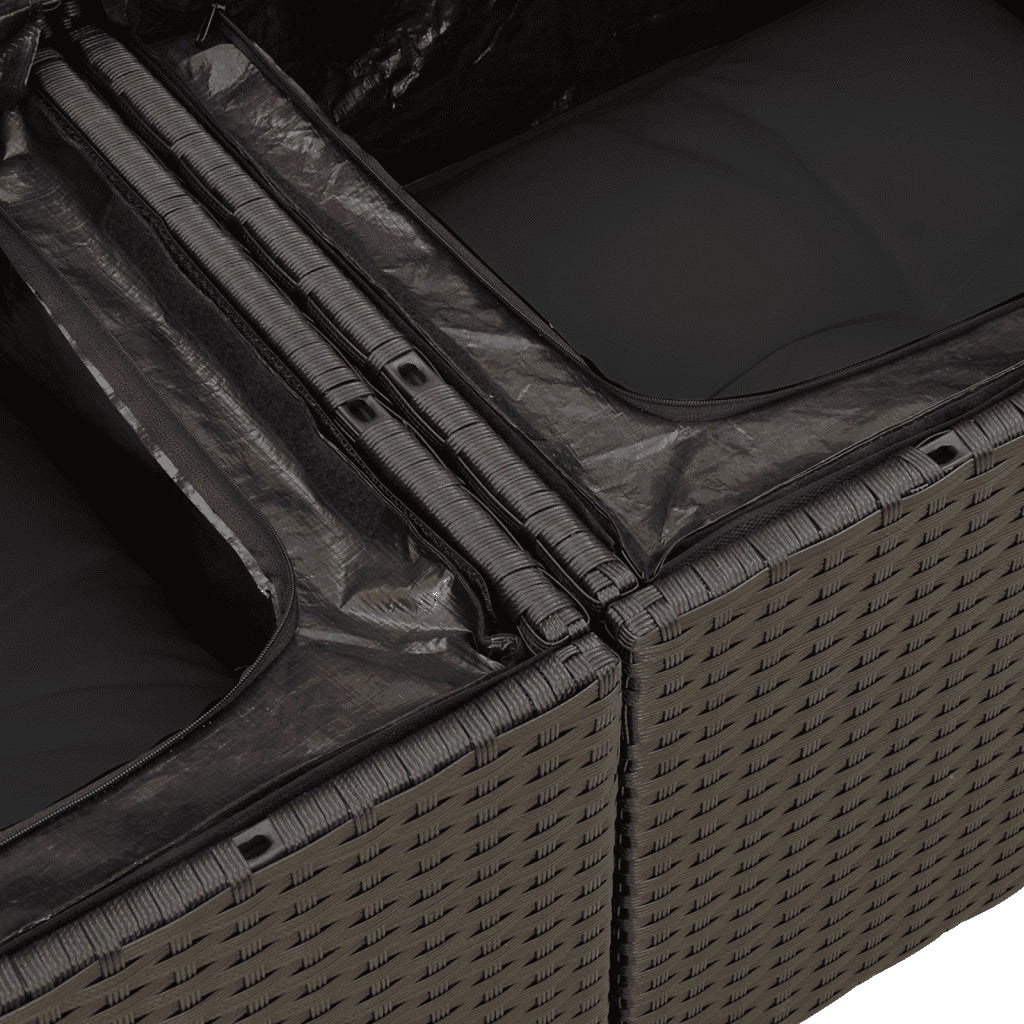 Set Divani da Giardino 9 pz con Cuscini Nero in Polyrattan 3258226