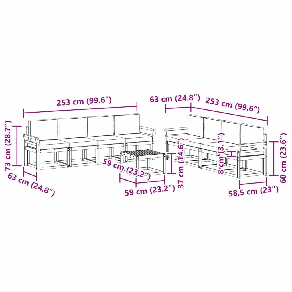 Set di divani da esterno 9 pz Bianco e Beige 3387422