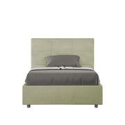 BS COM Letto una piazza e mezza con rete imbottito 120x200 microfibra tè verde