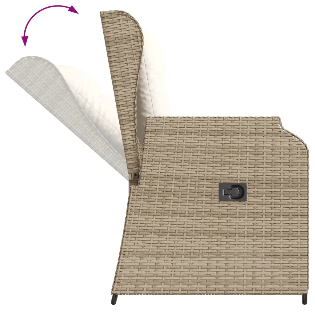 Set Divani da Giardino 3 pz con Cuscini in Polyrattan Beige