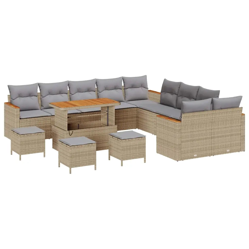 Set Divano da Giardino 18 pcs Beige e Grigio Chiaro polyrattan