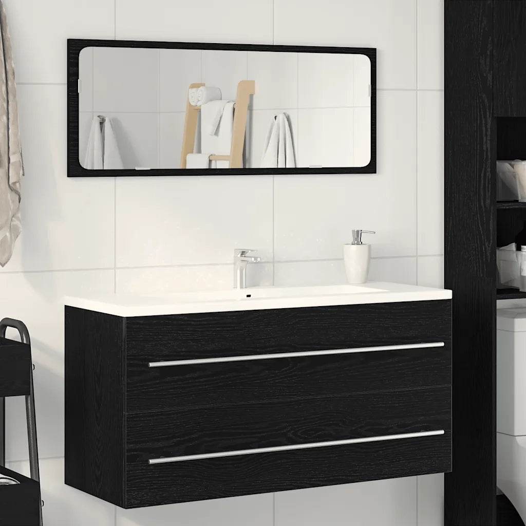 Mobile Lavabo | Armadio Lavabo Bagno Nero 100x38,5x48cm Legno Multistrato