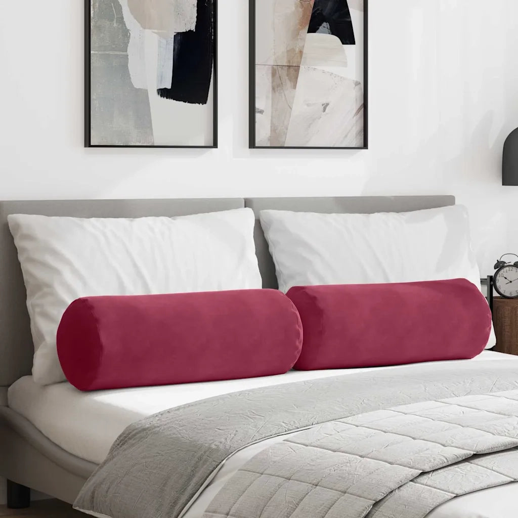 Cuscini a rullo 2 pcs Rosso Vino Ø 25 x 70 cm Tessuto in Cords 42014333