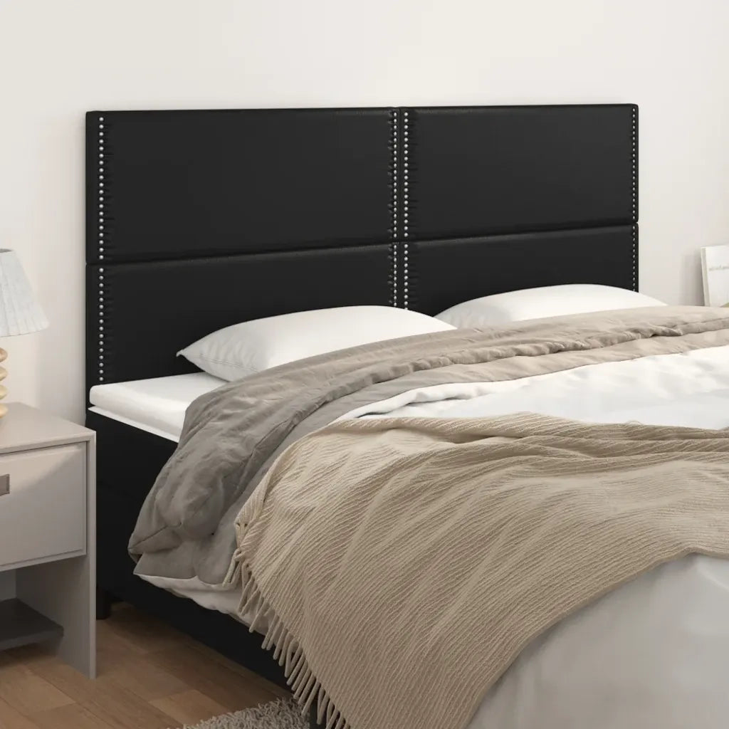 Testiera | Testata Nera 180x5x118/128 cm in Similpelle
