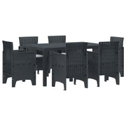 Set da Pranzo per Giardino 7 pcs Antracite Rattan Polt
