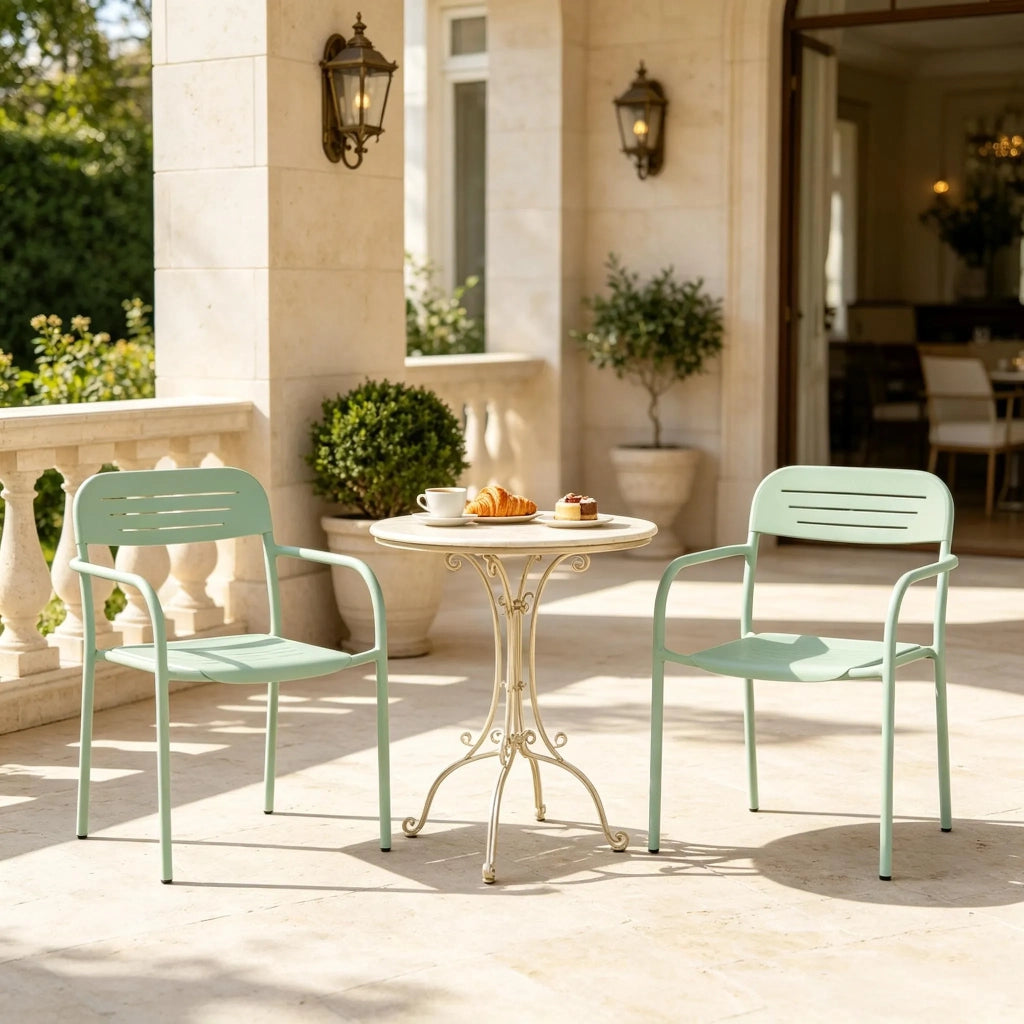 Set 2 sedie da giardino moderne, design compatto, impilabili