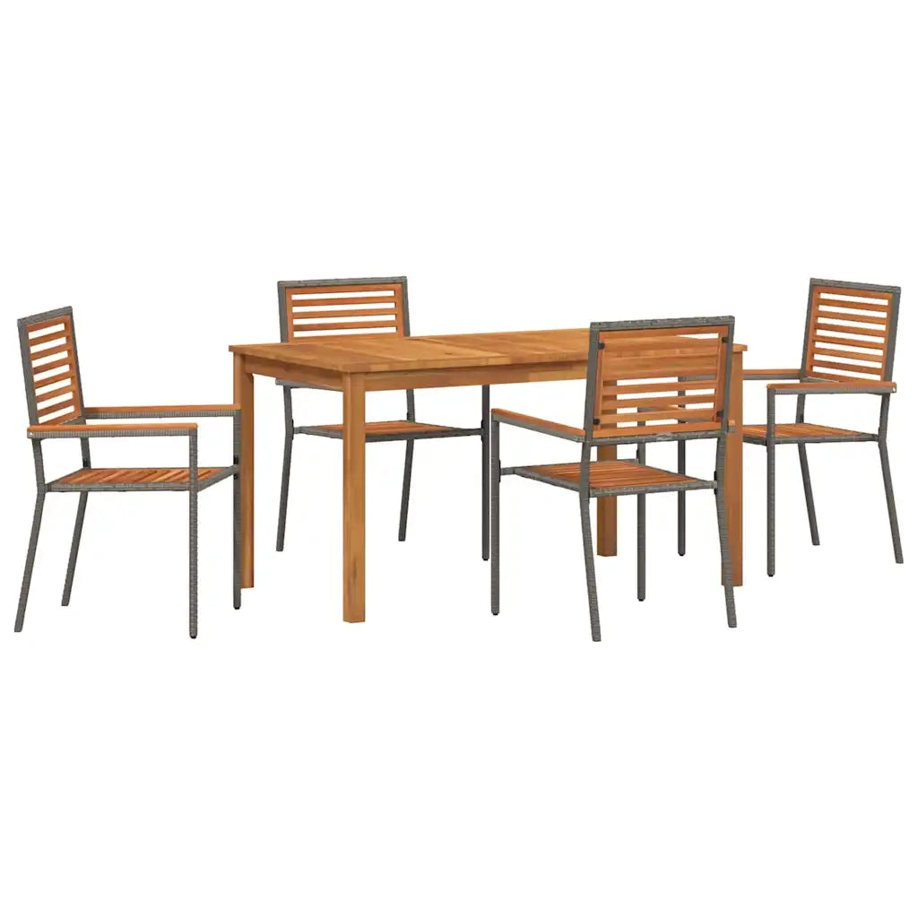 Set da Pranzo per Giardino 5 pcs Grigio