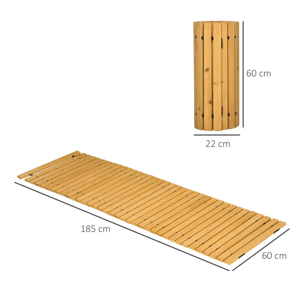 Passerella da giardino a listelli arrotolabile terrazza balcone 185 x 60 x 1.9 cm antiscivolo drenante rustica in legno giallo 21_0003965