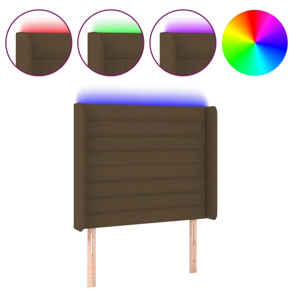 Testiera | Testata a LED Marrone Scuro 83x16x118/128 cm in Tessuto