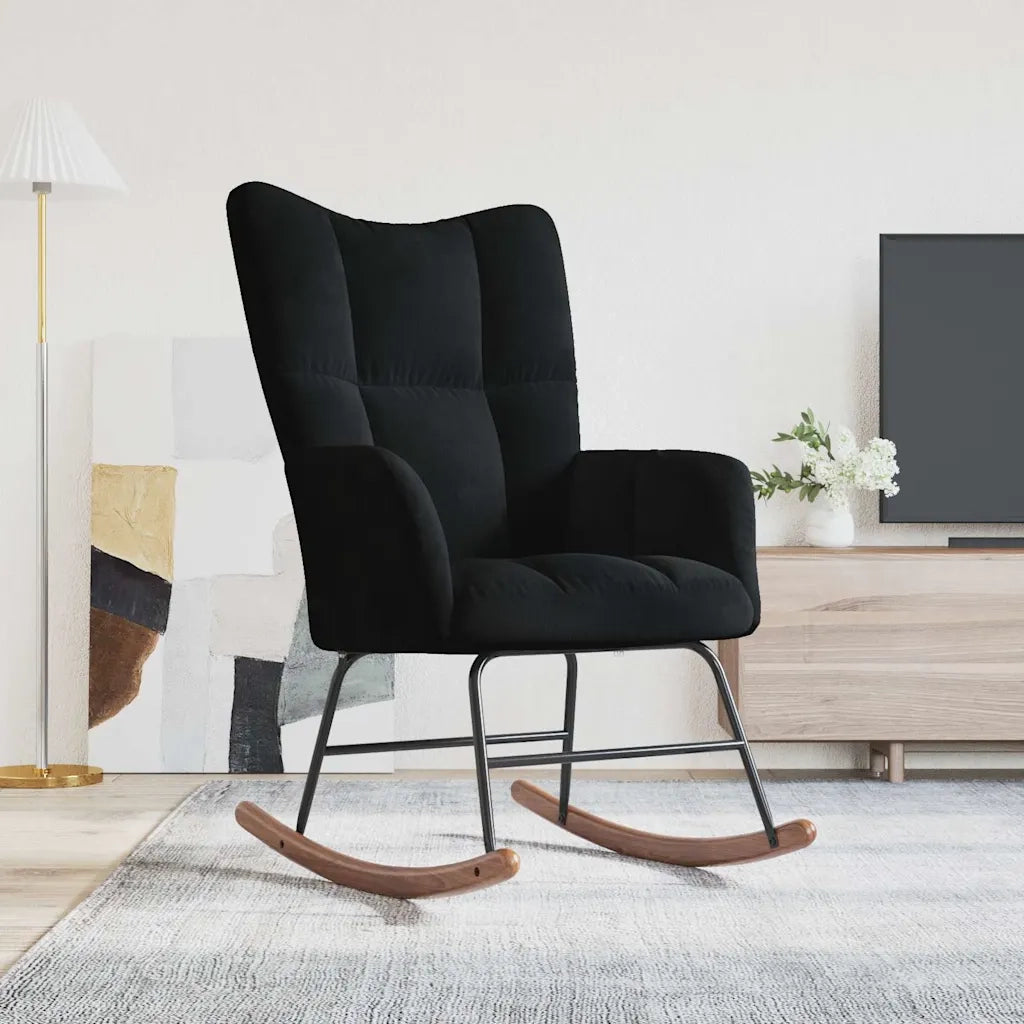 Sedia a Dondolo Nera in Velluto 328145