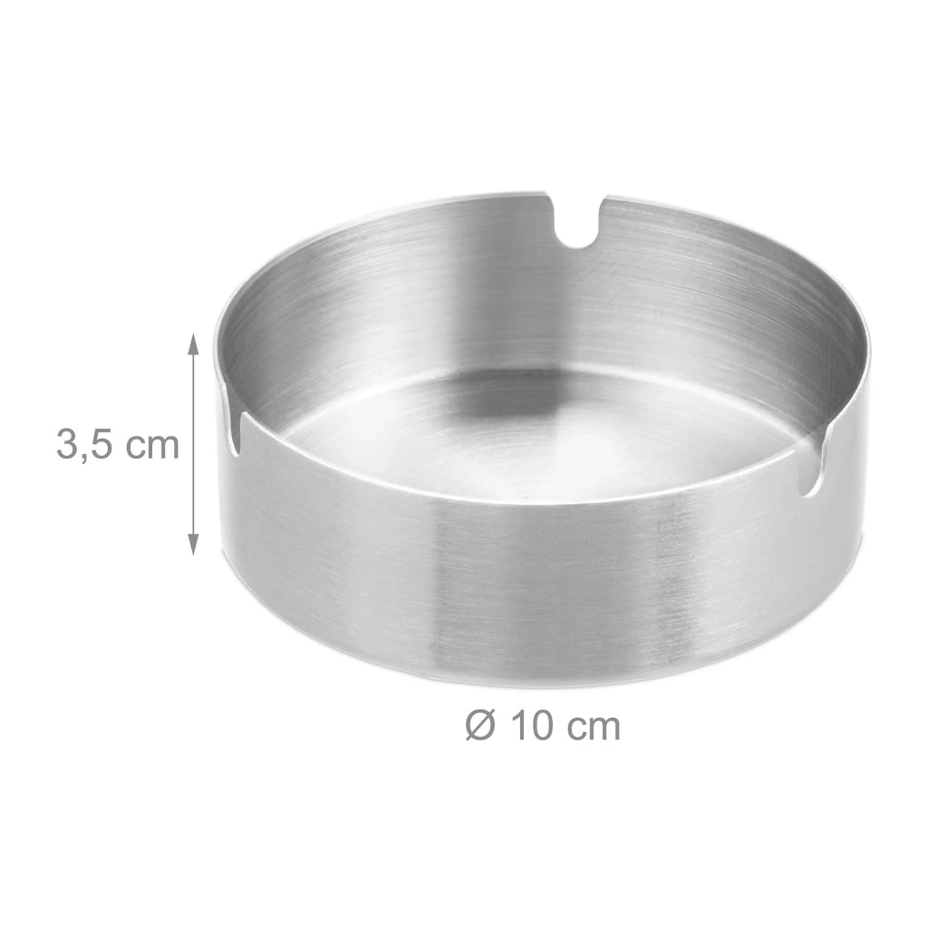 Set di 2 posacenere rotondi design intemporeo interno giardino 3,5 x 10 cm in acciaio inossidabile argentato 13_0013000