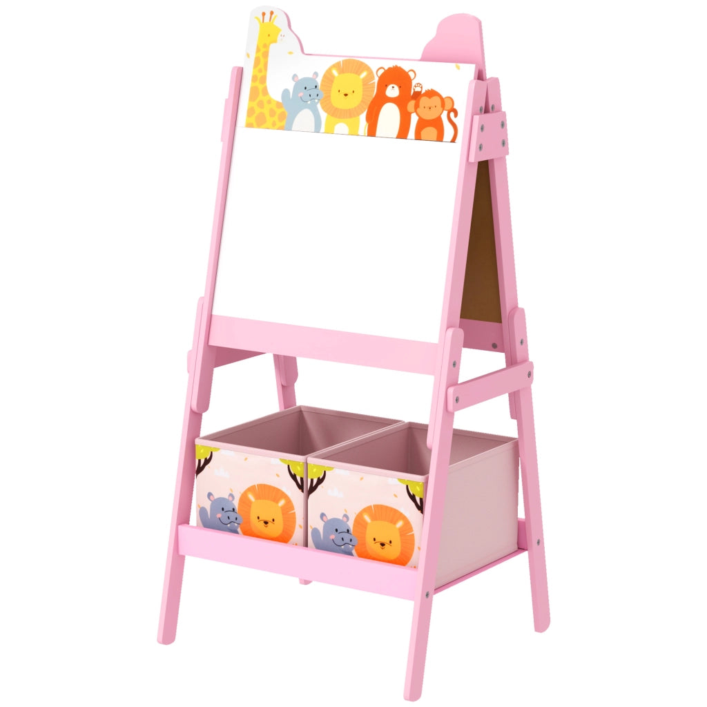 Cavalletto double face con 2 scaffali ¨C Xylo ¨C Rosa, 49x53,5x113 cm