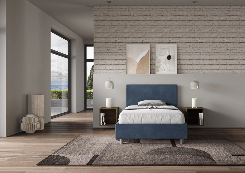 Letto 1 Piazza e Mezzo 120x200 cm con Rete Adele Blu