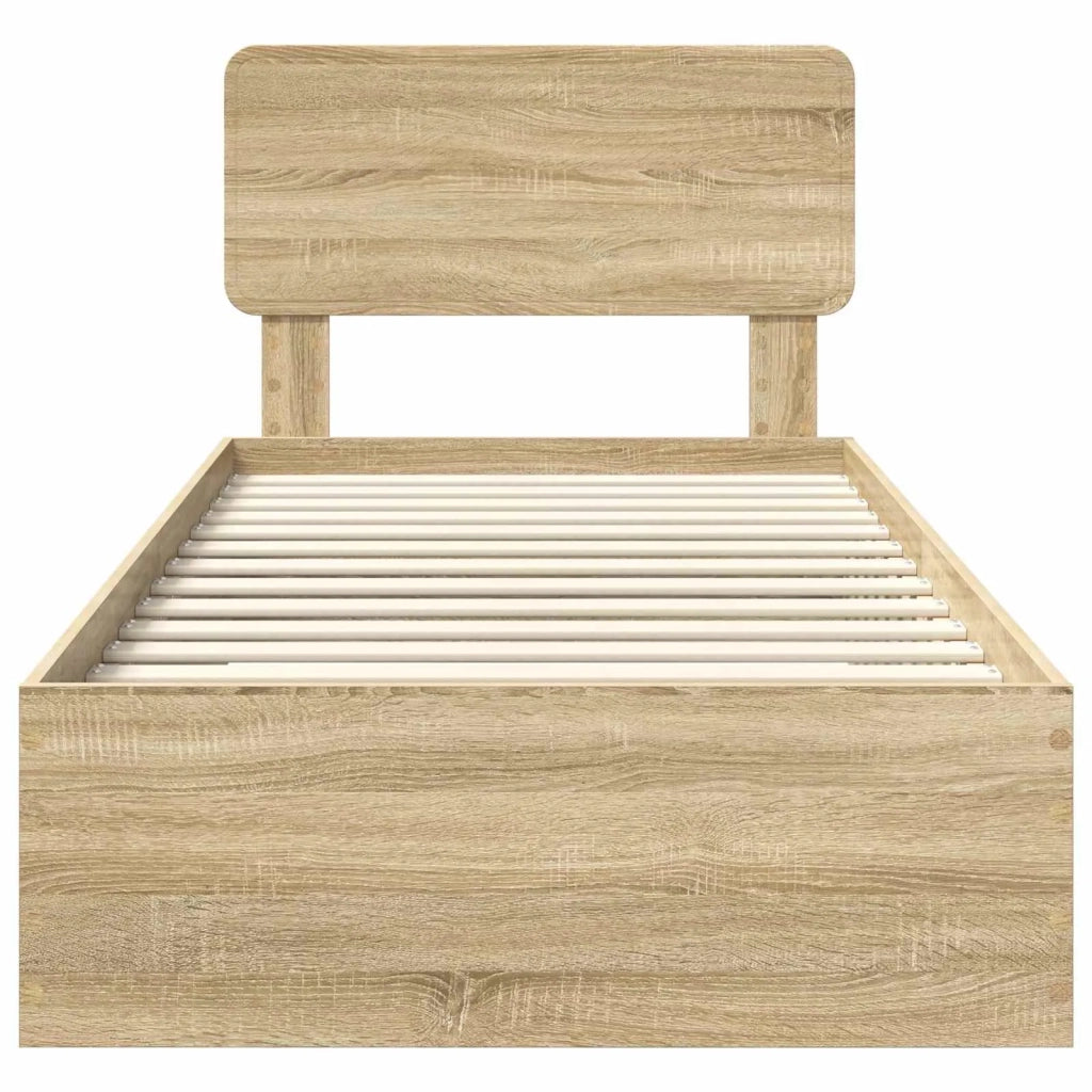 Letto singolo | Letto per adulti | Struttura del letto Rovere Sonoma 75 x 190 cm Legno multistrato