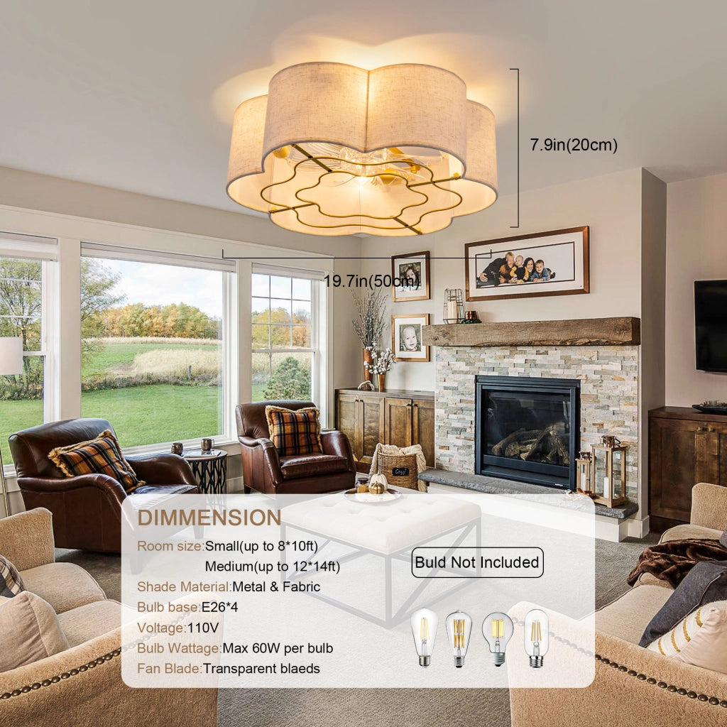Ventilatore da soffitto con illuminazione controllo tramite app Bluetooth e telecomando in tessuto e plastica rame