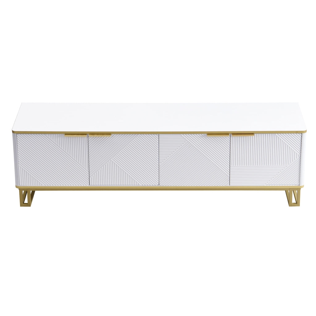Mobile porta tv 160 cm bianco e oro con quattro ante