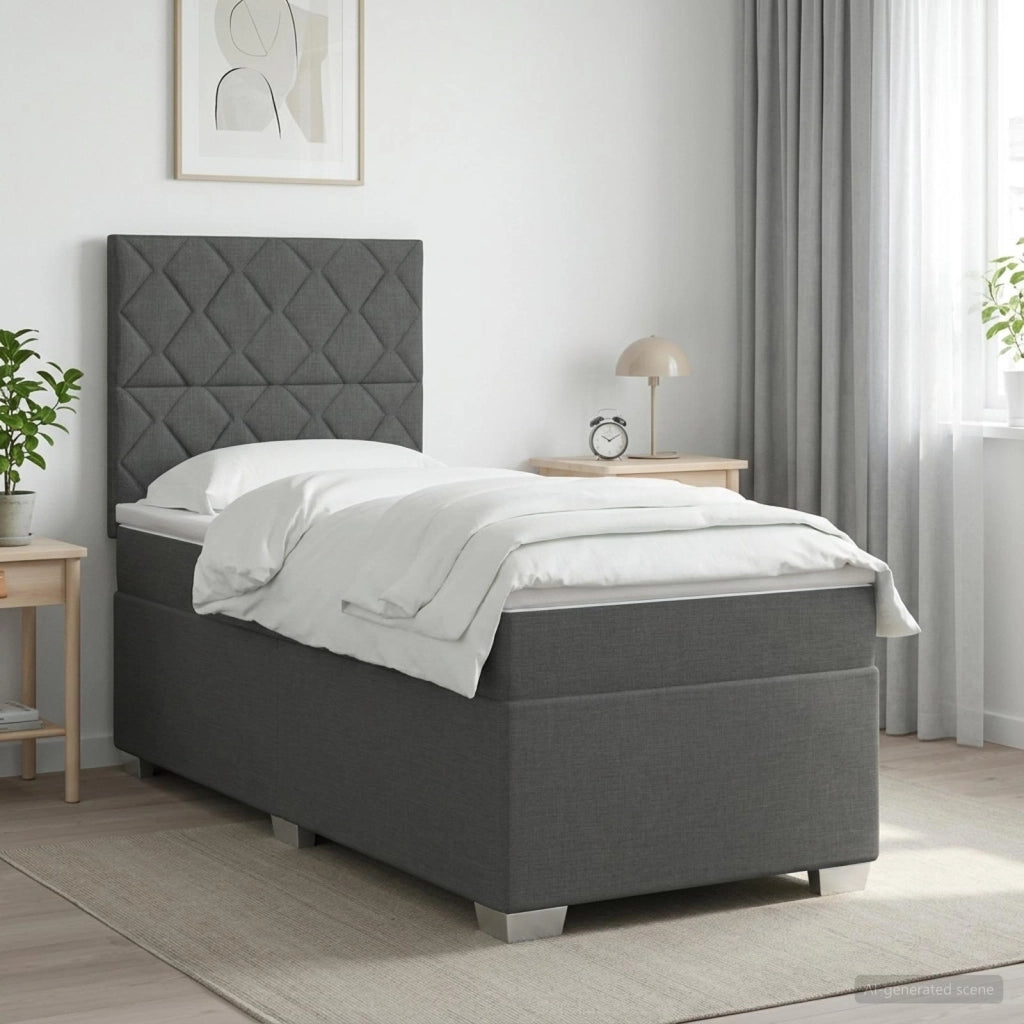 Letto box spring con materasso Grigio Scuro 90 x 200 cm Tessuto 3453326