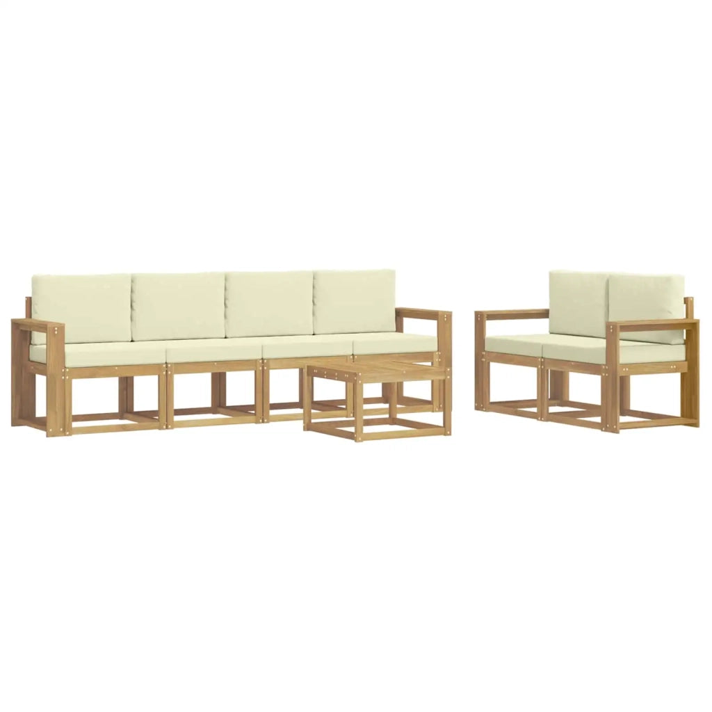 Set di divani da esterno 7 pz Bianco e Crema 3387284
