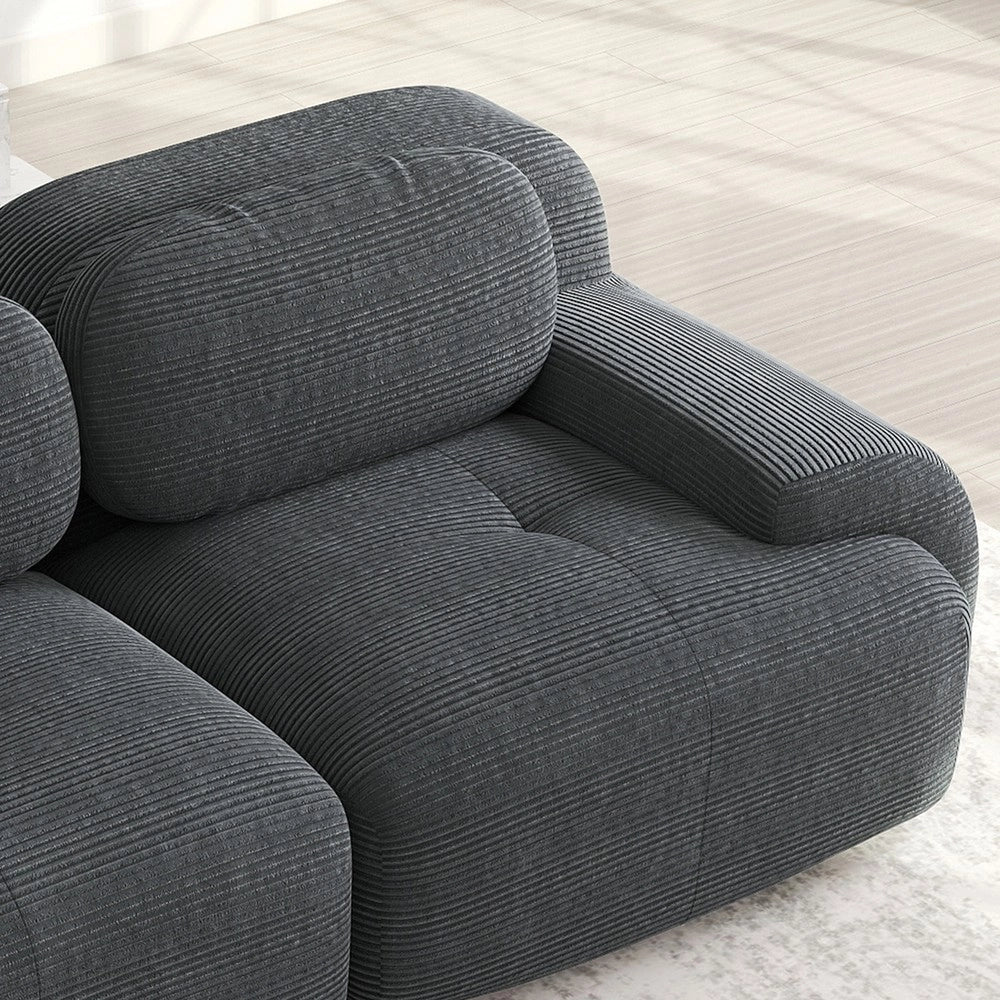 Divano angolare ¨C Minimal ¨C velluto grigio con cuscini