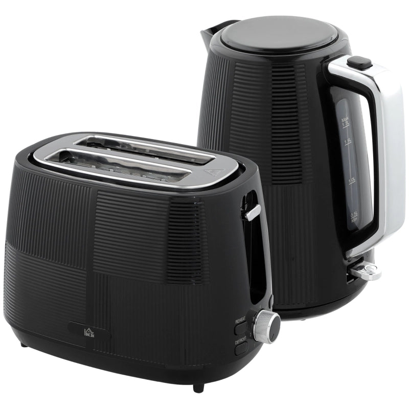 Set Bollitore e Tostapane, 1,7 L, Acciaio Inox, Nero, Varie Funzioni