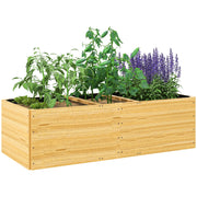 Fioriera da Esterno in Legno di Abete Divisa in 3 Aree con Strato in Tessuto non Tessuto, 140x60x40 cm