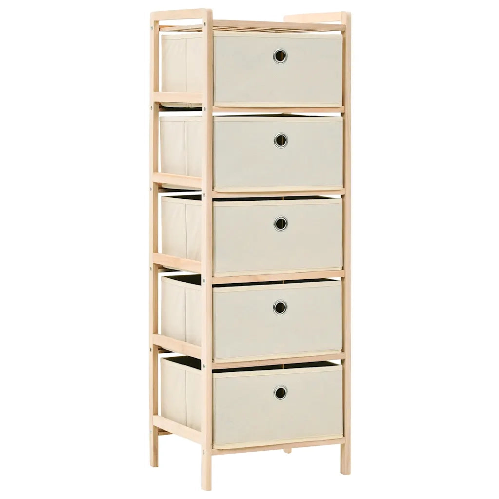 Scaffale con 5 Cesti in Tessuto in Legno di Cedro Beige 246434
