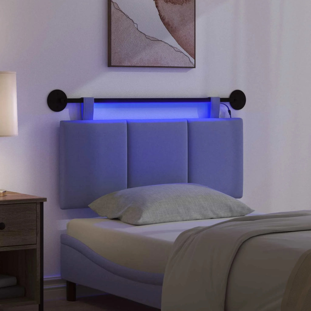 Testiera | Testata sospesa Con luce LED Blu jeans Tessuto