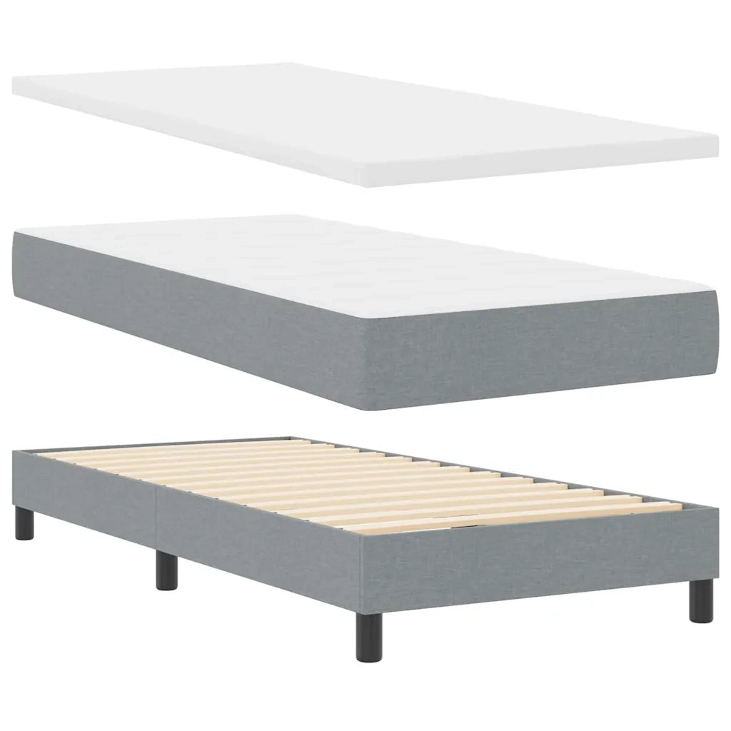 Letto a molle con materasso Grigio chiaro 90 x 190 cm Tessuto