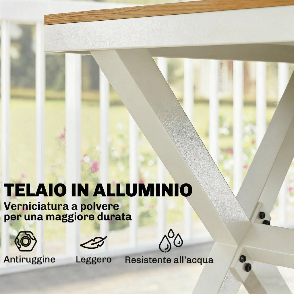 Set Tavolo Sedie da Esterno 7 Pezzi ¨C Minimal ¨C Telaio Alluminio, Teak