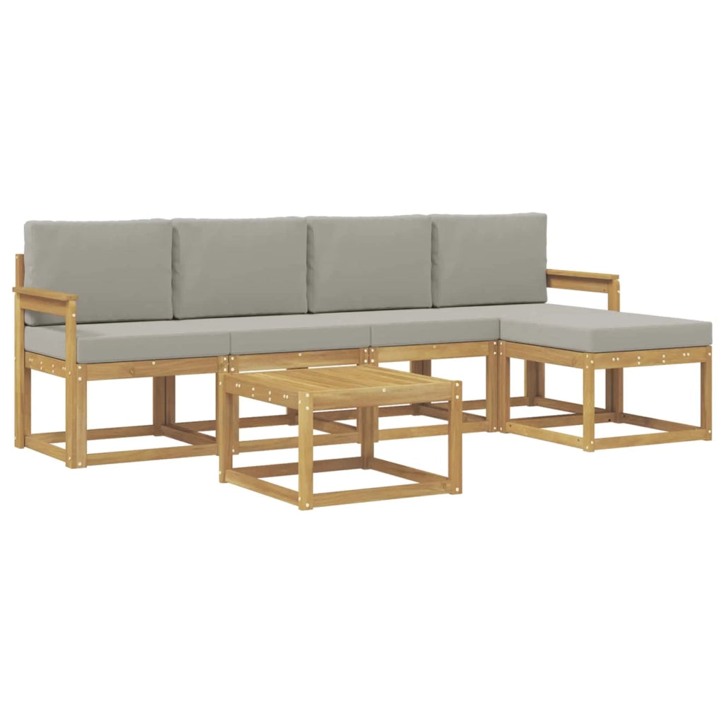 Set di divani da esterno 6 pz Bianco e Grigio Chiaro Poliestere 3387515