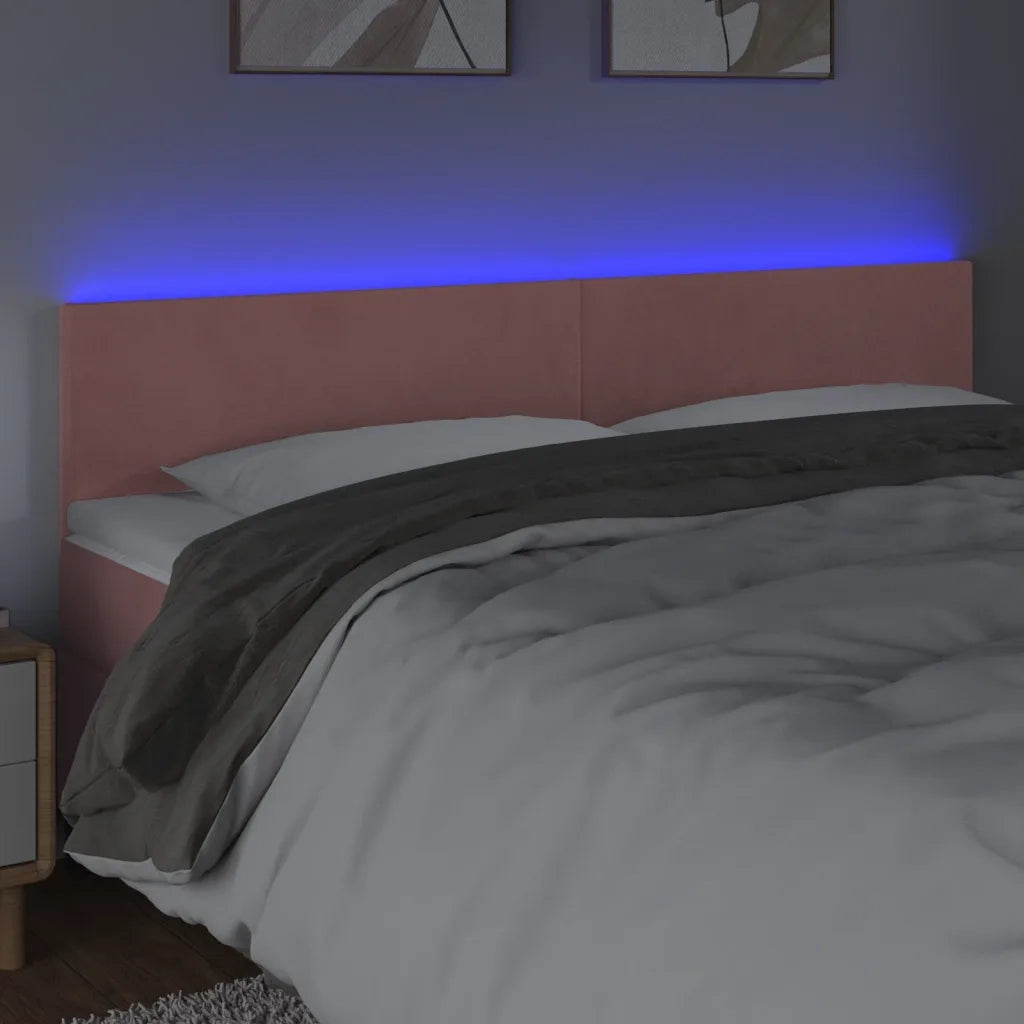 Testiera a LED-Testata con LED Rosa 160x5x78/88 cm in Velluto 968191