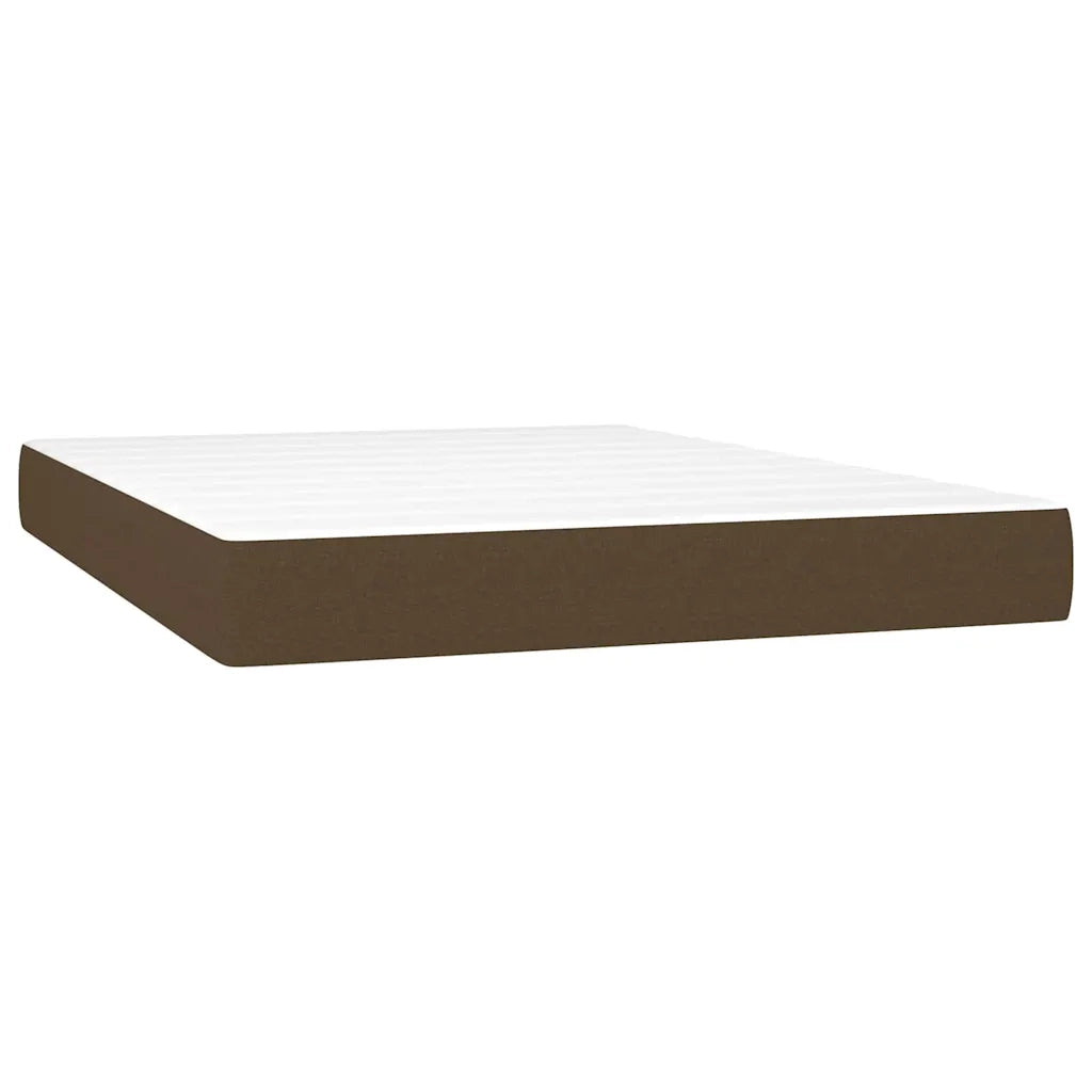 Letto a Molle Materasso e LED MarroneScuro 140x190cm in Tessuto 3135192