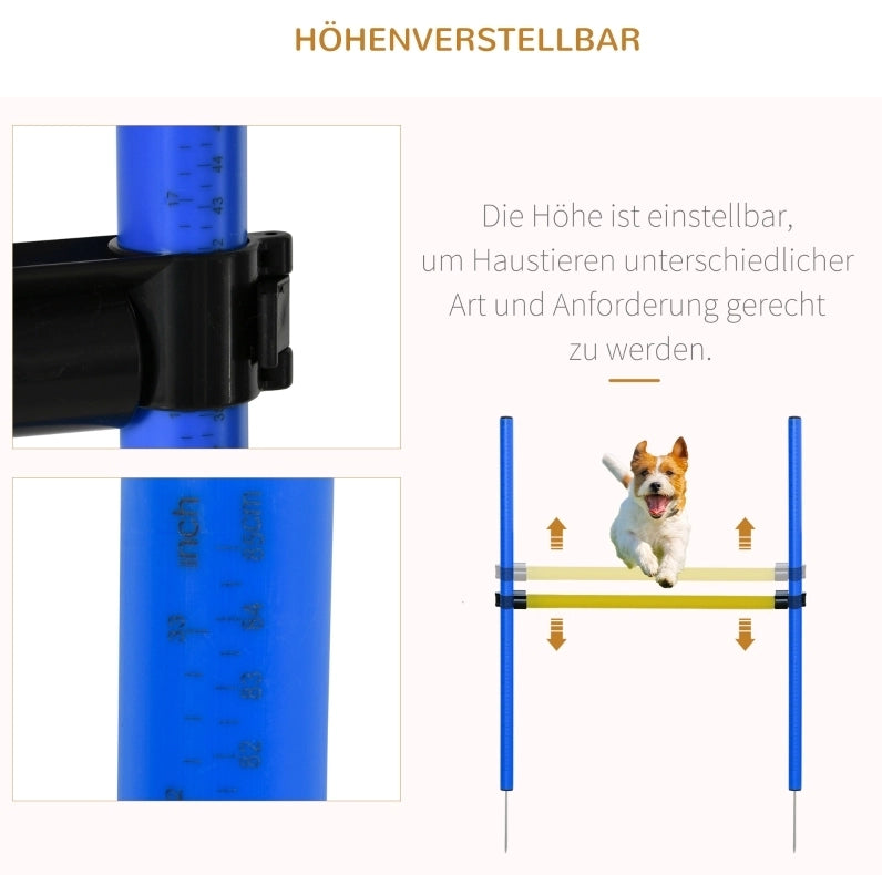 SET AGILITY per cane con tunnel, ostacoli e slalom, giallo, poliestere