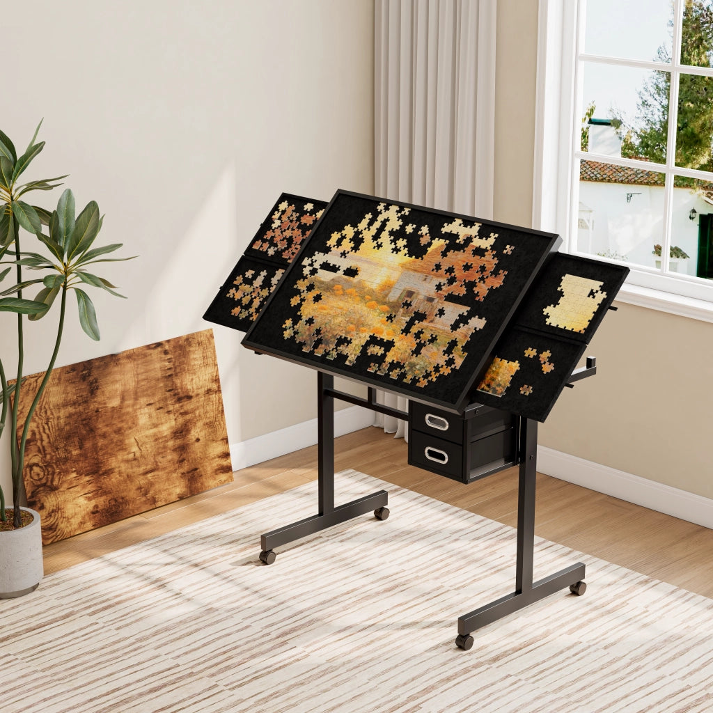 Tavolo puzzle metallico da 1000 pezzi per adulti, regalo con 4 vassoi e 2 cassetti