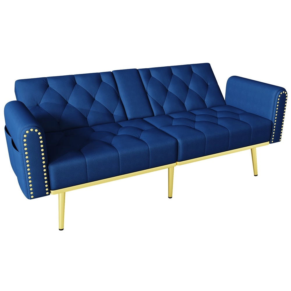 Divano letto estraibile ¨C Minimal ¨C tessuto blu, 2 posti