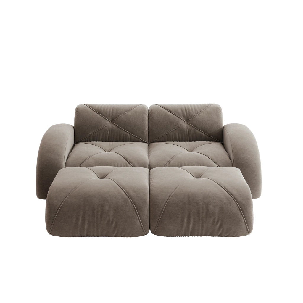 Divano 2 Posti con Poggiapiedi ¨C MINIMAL ¨C Marrone, Modulare, Senza Montaggio