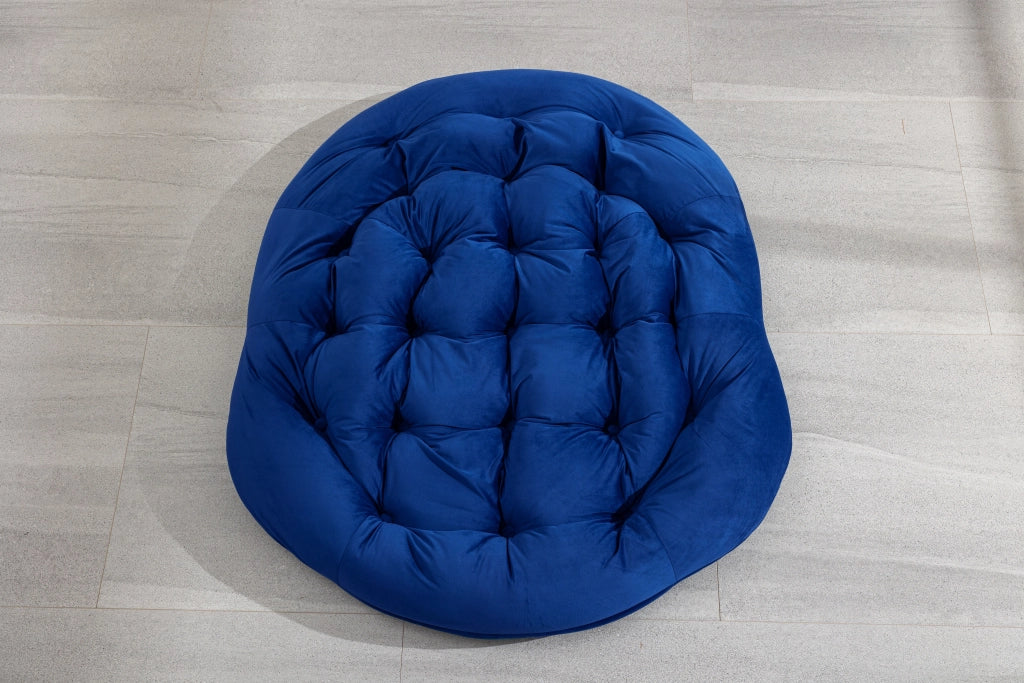 Sedia a dondolo da esterno in rattan, sedia reclinabile imbottita con cuscino per esterni, ideale per veranda, soggiorno, patio e giardino, blu navy.